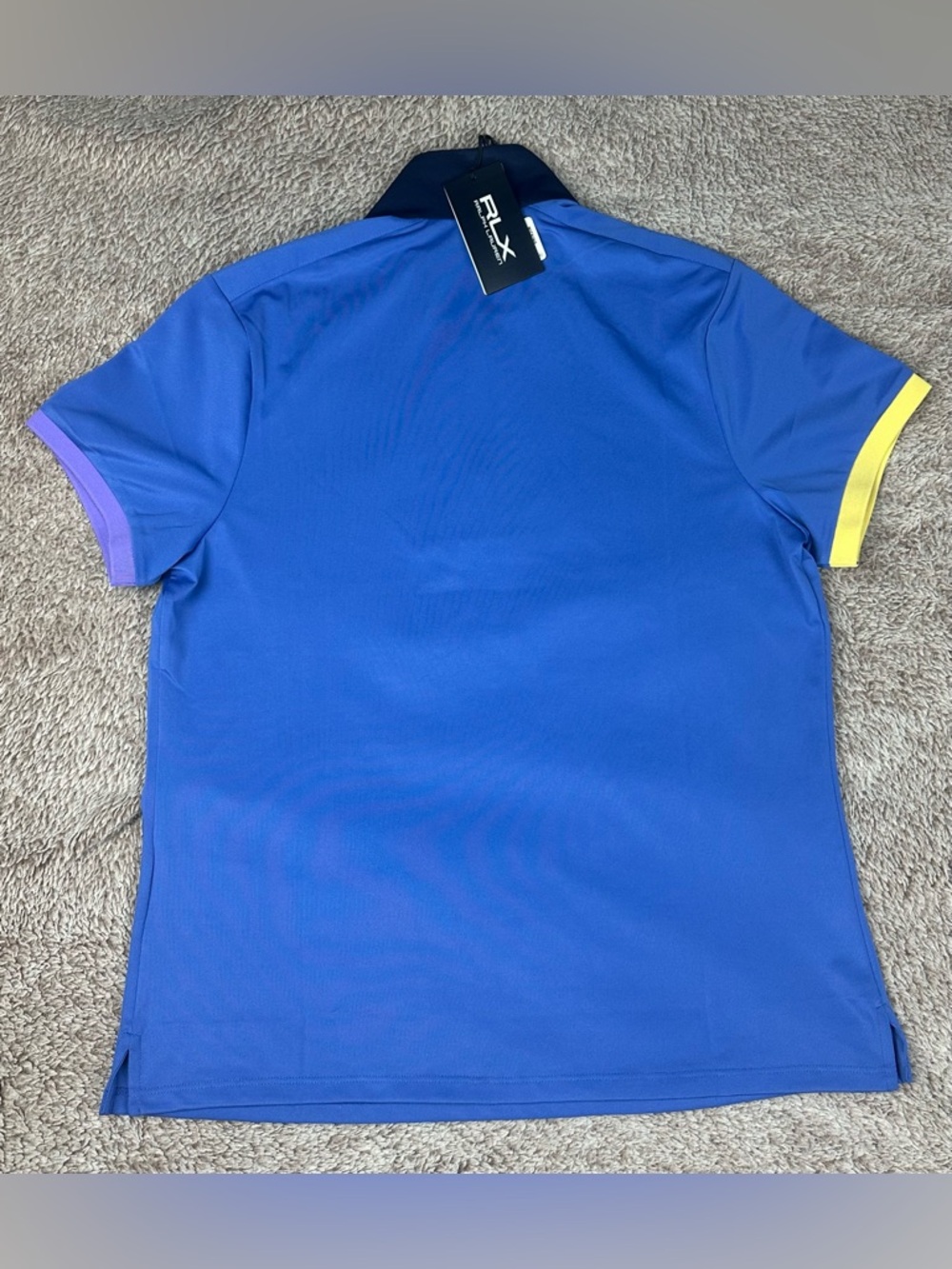 Ralph Lauren RLX Air Tech Pique 1/4 ZIP Tri Color Polo Golf Top Blue Size M New - Picture 6 of 15